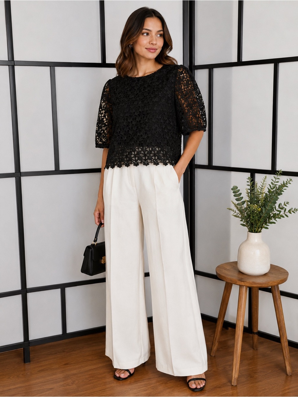 Joie Black Floral Lace Top – Size 4